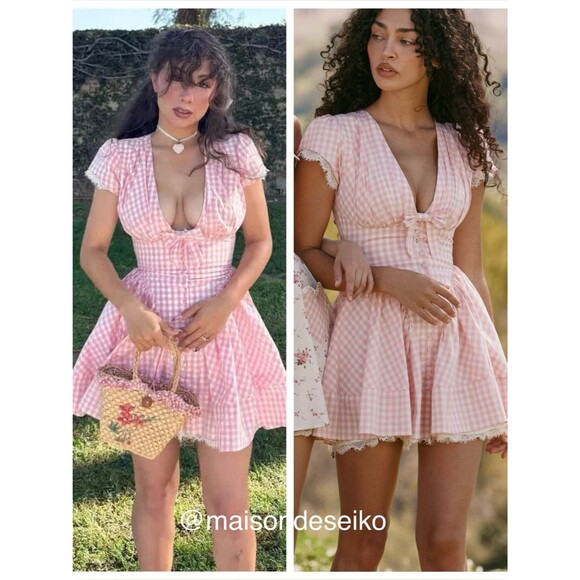 House of CB Dresses & Skirts - House of CB Mini Dress Pink Gingham Emiliana Short Sleeve size XS